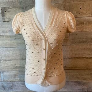 Beaded short-sleeved cardigan  sweater size small